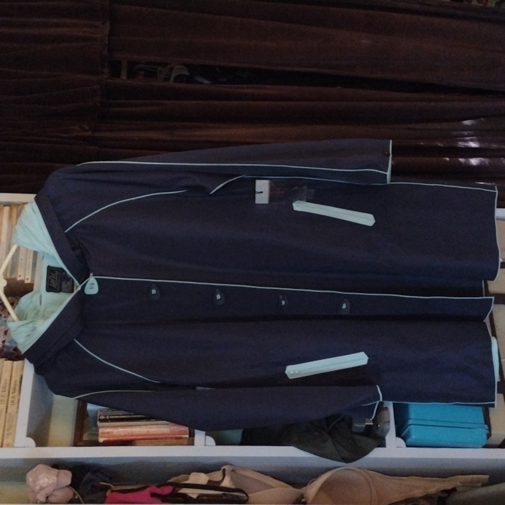 UBU hooded raincoat navy and aqua